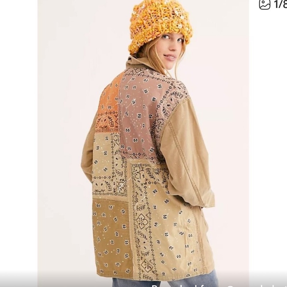 Free People We the Free Vintage Bandana Patchwork Jacket Size XS Barn Jacket